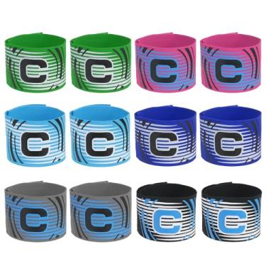 Imagem de PATIKIL Braçadeira de Capitão de Futebol, 12 Peças, Bandas de Braço de Capitão de Futebol, Elásticas de Capitão C, Braçadeiras Esportivas para Treinamento de Equipes de Futebol Juvenil Adulto 6 Cores