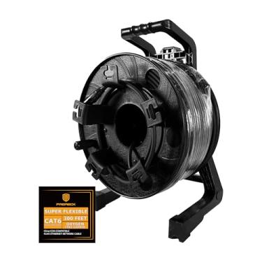 Imagem de PRORECK Cabo Ethernet blindado duplo SFTP CAT6 com conectores EtherCON RJ45, 91 m com carretel de cabo, alta velocidade, ideal para sistemas de som profissional, estúdio e apresentações ao vivo