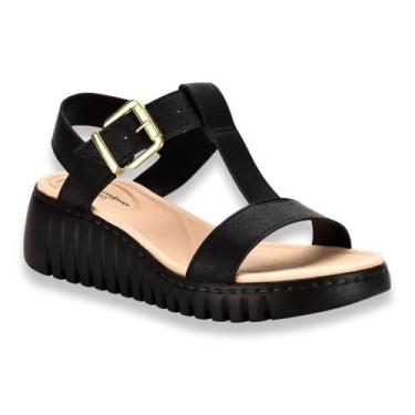 Imagem de Sandália Modare Anabela Casual Ultra Conforto Feminina Preta, 37