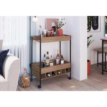 Imagem de Carrinho Bar Com  Adega e Rodízios Artetube 85 x 68 cm Art In Móveis