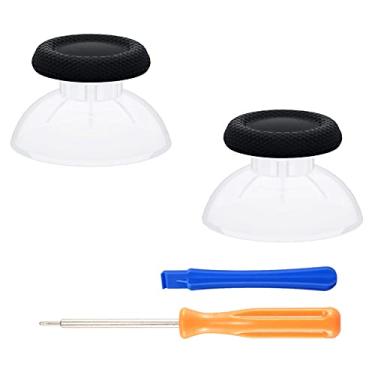Imagem de eXtremeRate Joystick de substituição de cor dupla preta transparente para PS5, controlador PS4, joystick analógico para controle Playstation 5 PS4 / PS4 Pro / PS4 Slim
