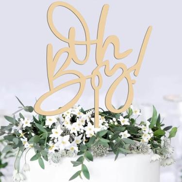 Imagem de MRAPPY Oh Boy Cake Topper - Wooden Oh Boy Baby Shower Cake Decorations for Boy - Baby Shower Cake Topper for First Birthday/Gender Reveals Party, Photo Booth Props
