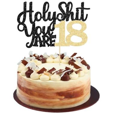 Imagem de 1 peça de topo de bolo de feliz aniversário de 18 anos com glitter tempo para adultos de 18 anos de torcida a 18 anos para decoração de bolo de festa de aniversário de 18 anos