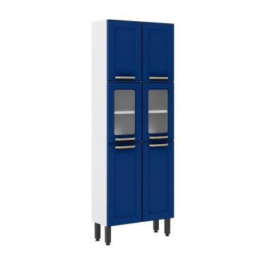 Imagem de Armário Paneleiro De Aço 6 Portas 2 Vidros Colors Bertolini - Azul/Branco