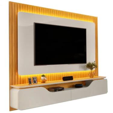 Imagem de Painel Para Tv Treviso Ripado Com Led De Até 70 Polegada Bali Cedro - Fabrica 1 Móveis