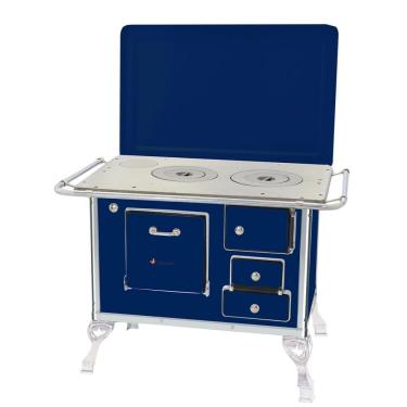 Imagem de Fogão A Lenha Tradicional Venâncio 02 Azul Com Tampa 2etaz