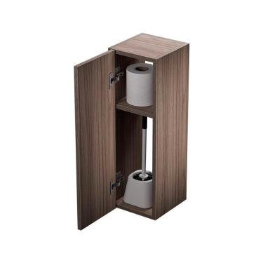 Imagem de Armário Organizador Multiuso Nogal Com Porta Para Banheiro