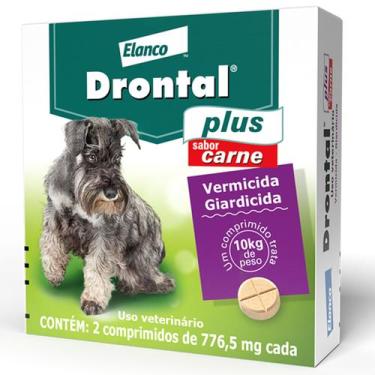 Imagem de Drontal Plus para Cães Sabor Carne 10kg Vermífugo 2 Comp - Bayer