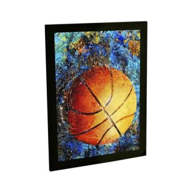 Imagem de Quadro Decorativo Basquete Bola Ilustração Verde Azul Decoração Poster Quarto Sala