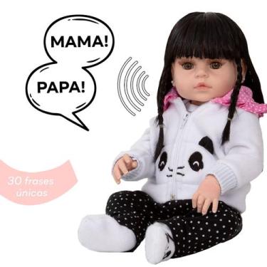Imagem de Bebe Reborn Menina Realista Pandinha 30 Frases Envio 24hrs - Cegonha R