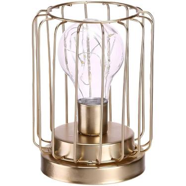 Imagem de Abajur De Mesa Lâmpada LED Metal Dourado Geométrico Retrô