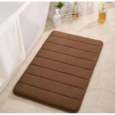 Imagem de Conjunto de tapetes de banheiro de luxo macios e antiderrapantes Carpete (LISTRAS MARROM)