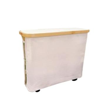 Imagem de Carastora Cesta de armazenamento de papel higiênico com tampa de bambu, grande capacidade para 12 rolos, suporte de papel higiênico independente empilhável e dobrável – Design moderno que economiza