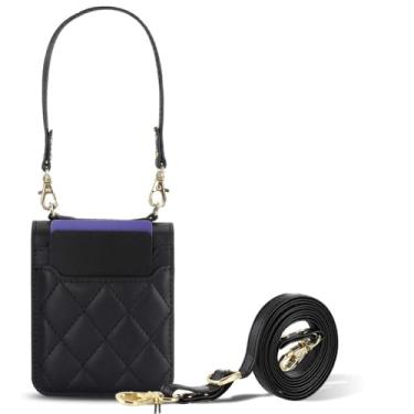 Imagem de LTLMYDAM Capa de couro transversal para Motorola Razr 60 Ultra/60, alça de ombro longa, capa de telefone ultrafina feminina traseira delicada com compartimentos para cartões, preta, 60 Ultra