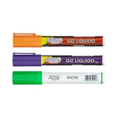 Imagem de Giz Líquido 6mm 4g Brw - Caneta Lousa Quadro Vidro Carros, KIT (LARANJ