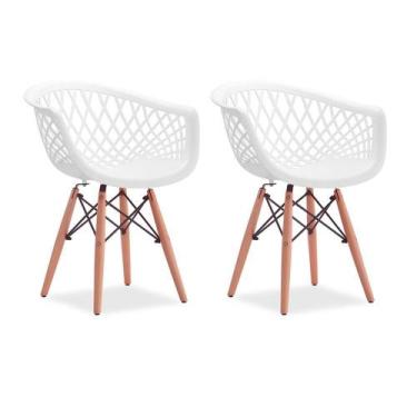 Imagem de Kit 2 Cadeiras de jantar Web Estrutura em Madeira Maciça e Assento Erg