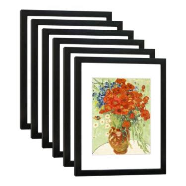 Imagem de Conjunto de 6 porta-retratos DEKWINN 11x14 com vidro real preto