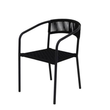 Imagem de Cadeira De Jantar Em Alumínio E Corda Náutica Modelo Lavanda Preto - N