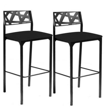 Imagem de Kit 2 Banquetas Luiza material sintético Preto - GAT MAGAZINE
