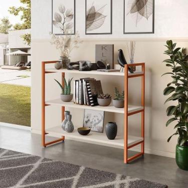 Imagem de Aparador Milão Com 3 Prateleiras Klm Móveis Off White / Bronze - KLM S