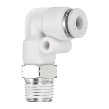 Imagem de HARFINGTON Conexões Push to Connect Cotovelo Macho Tubo de 5/32 Polegada OD x 1/8 Polegada NPT Rosca Plástico Conexão Rápida Mangueira de Ar Kit de Encaixe Pneumático Conector de Bloqueio de Pressão