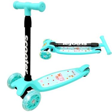 Imagem de Patinete Verde Patinete Unicórnio 3 Rodinhas Luzes Ajuste Altura Retrátil até 35kg