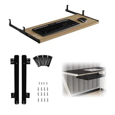 Imagem de Bandeja de teclado de 5 cores gaveta deslizante para teclado sob a mesa deslizante para teclado armazenamento de rato compatível com retroadaptação secretária altura ajustável Exten