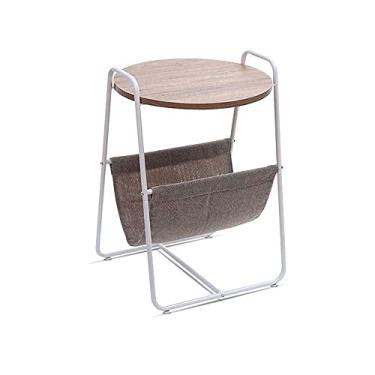 Imagem de Mesa de centro simples criativa oval pequena mesa de canto sofá de ferro mesa lateral nórdica de madeira maciça sala de estar cabeceira mesa de leitura