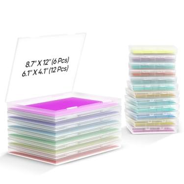 Imagem de Familaha Pacote com 18 caixas de armazenamento de fotos, 6 caixas de papel A4 de 21,6 x 28 cm e 12 organizadores de fotos de 10 x 15 cm, recipientes organizadores de papel de scrapbook de plástico