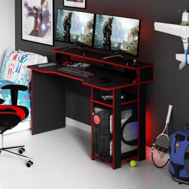 Imagem de Mesa Gamer Multimóveis Cr25050 Preta/Vermelha - MULTIMOVEIS