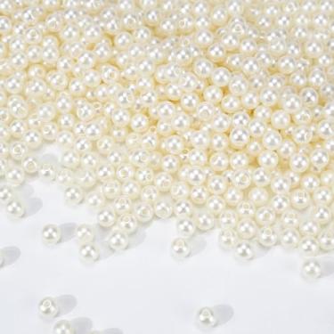 Imagem de Miçangas de pérola bege para fazer joias, kit de pérolas de 6 mm para fazer pulseiras com orifício para colar de artesanato DIY