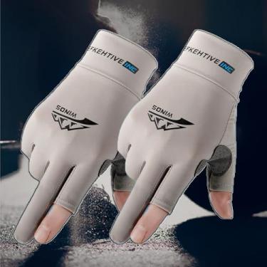 Imagem de 1 par de luvas de proteção UV de dedo inteiro – mulheres e homens, pesca, caminhadas, ciclismo, condução, academia, presentes para mulheres e homens (branco M)