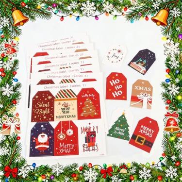 Imagem de Etiquetas de presente de Natal, decorações de chiristmas com cordão anexado, etiquetas de barbante de Natal com estampa de pinguim de urso fofo, presente de papel em branco com corda para festa