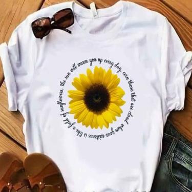 Imagem de Blusa T-shirt Camiseta Feminina Estampada -Girassol- Várias Estampas  