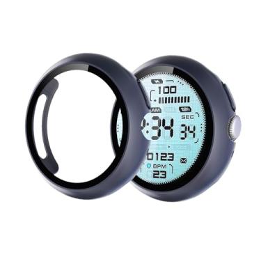 Imagem de HAJSLU Pacote com 2 capas para Google Pixel Watch 4 (2025) de 45 mm - Capa rígida de policarbonato completo com protetor de tela de vidro temperado HD para Pixel Watch 4, azul meia-noite