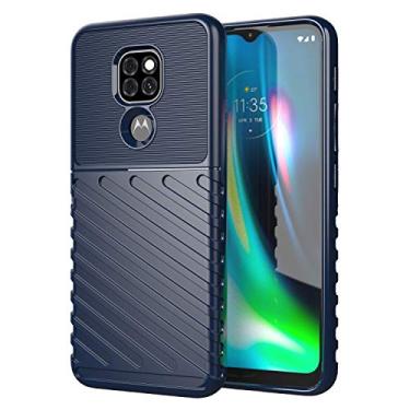 Imagem de HTXWXJC Capa de celular para Moto G9, capa para Moto G9 Play, Motorola E7 Plus, capa à prova de choque, capas protetoras de TPU antiarranhões, capa de grau militar para Motorola Moto G9 Play azul