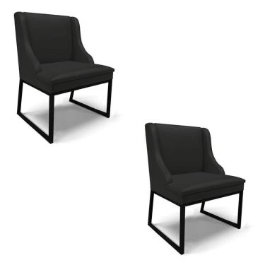 Imagem de Cadeira Sala De Jantar Industrial Preto Kit 2 Liz Sintético Pto D03 - D`rossi