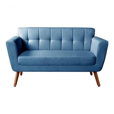 Imagem de Namoradeira Sofá 2 Lugares Bruna Decoração Confortável - Linho Azul 330