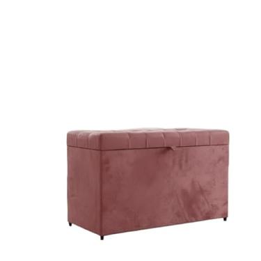 Imagem de Puff Baú Decorativo Estofado C/pistão á gás 68 cm 100% MDF(ROSA CLARO,Pés em PVC)