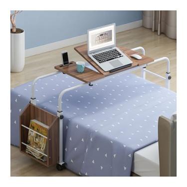 Imagem de HGTRH Mesa de sobrecama ajustável com rodas, mesa de pé com altura e largura ajustável de carga 150 kg mesa suspensa mesa móvel laptop carrinho mesa de computador para escritório em casa B 0,8 m