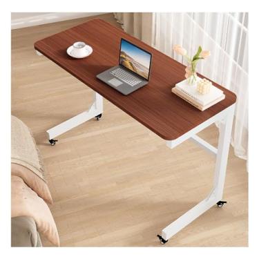 Imagem de Mesa lateral para cama móvel, mesa em forma de C com rodas universais giratórias de 360°, varões de carga reforçados, tamanho pequeno, mesa de computador, mesa de laptop, estação de trabalho de
