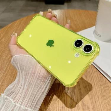 Imagem de HTVJFX Capa de silicone macia de luxo para iPhone 14 Pro, proteção à prova de choque, capa traseira transparente (para iPhone 14 Pro/amarelo)