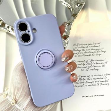Imagem de HTVJFX Capa magnética de silicone líquido com suporte de anel para iPhone 11, capa à prova de choque (para iPhone 11/roxa)