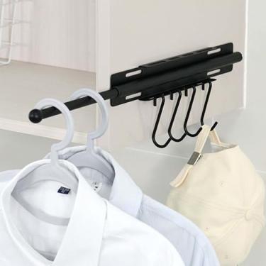 Imagem de Vara de manobrista de 30,5 a 56 cm, haste de armário ajustável para armários, haste de manobrista resistente de aço carbono, cabide de roupas com 4 ganchos para quarto, armário, varanda, dormitório