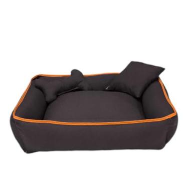Imagem de Cama para Pets 80x80 com Zíper Removível | Tecido Suave e Enchimento Confortável para Cães e Gatos (80 Aconchego Marrom)