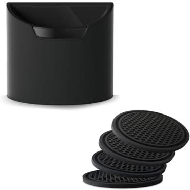 Imagem de 1 cesto de lixo de carro à prova de vazamento e 4 peças de porta-copos de carro para veículos, casa, escritório, multiuso, acessórios de carro para homens e mulheres