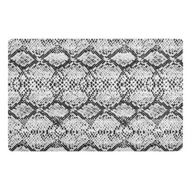 Imagem de Joisal Tapetes de porta com textura de pele de cobra preta, antiderrapante, tapete de boas-vindas ao ar livre, tapete para banheiro 81 x 50 cm
