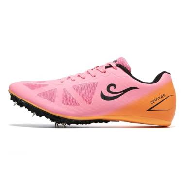 Imagem de ORRZER Tênis masculino de corrida e salto leve para corrida e salto, rosa/laranja/preto, 37/38 BR
