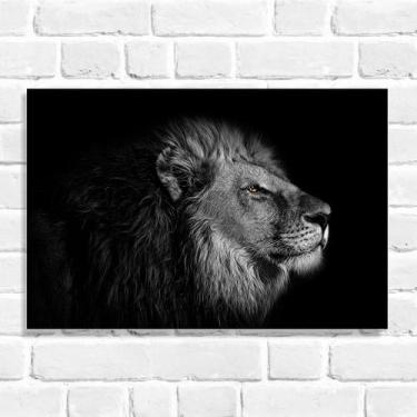 Imagem de Quadro Decorativo Leão em preto e branco - Arte Aqui, 15x20cm