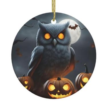 Imagem de Decoração criativa de Natal com estampa de abóbora e coruja de Halloween, pingentes de porcelana, decoração criativa de Natal